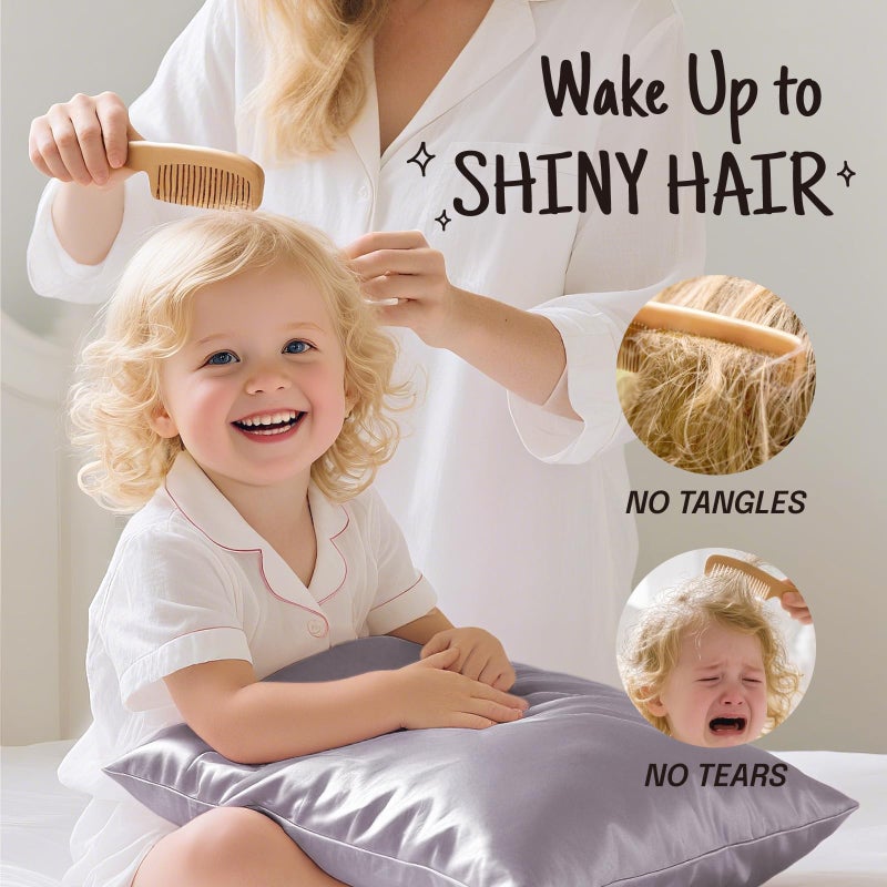 OLESILK 100% Mulberry Silk Toddler Pillowcase for Hair and Skin, Both Sides 19 Momme Pure Natural Silk Travel Pillow Cases with Hidden Zipper, 13"x 18", Iron Grey - Image 4